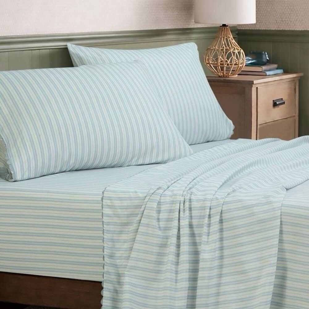Harlow & Wren Twin Microfiber Sheet Set Blue Stripe New Open Package